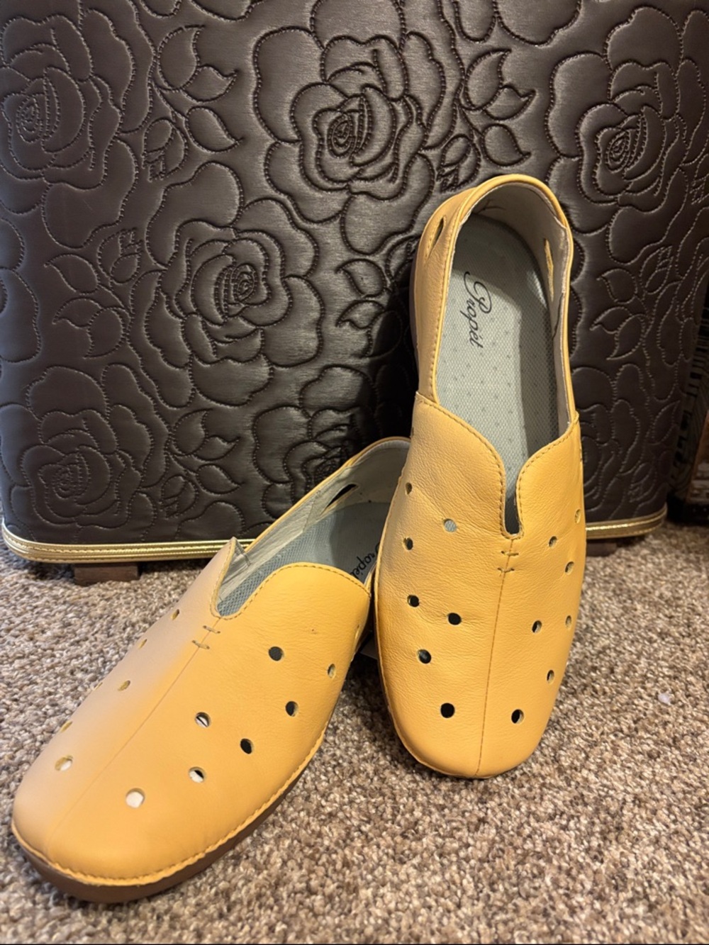 Propet Women's Yellow Perforated Slip-On Moccasins